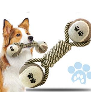 Pet Dental Dumbbell Rope Tennis Ball Chew Toy - Teeth Cleaning Fun-4