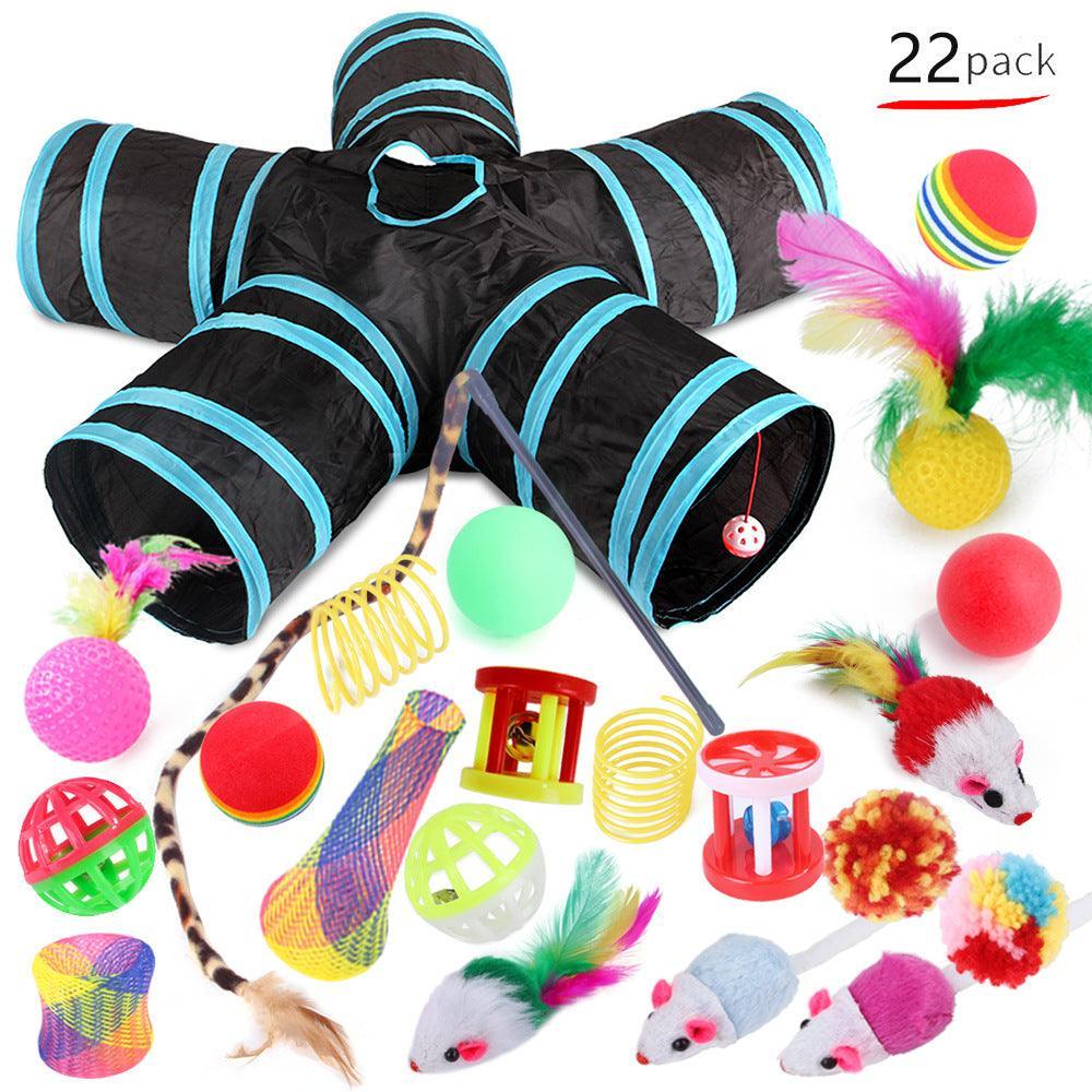22-Piece Funny Cat Toy Set With Cat Tunnel - Interactive Pet Toys For Endless Fun-4